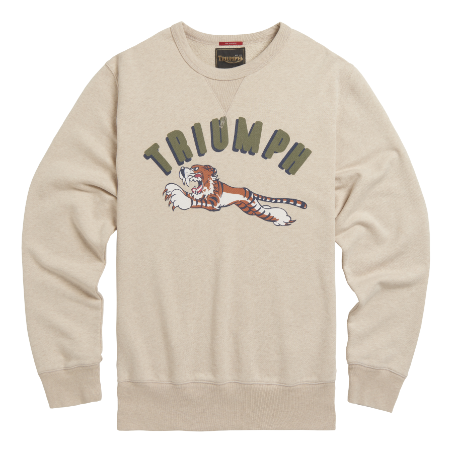 Service Crew Tiger Sweatshirt in Oatmeal Triumph Heritage